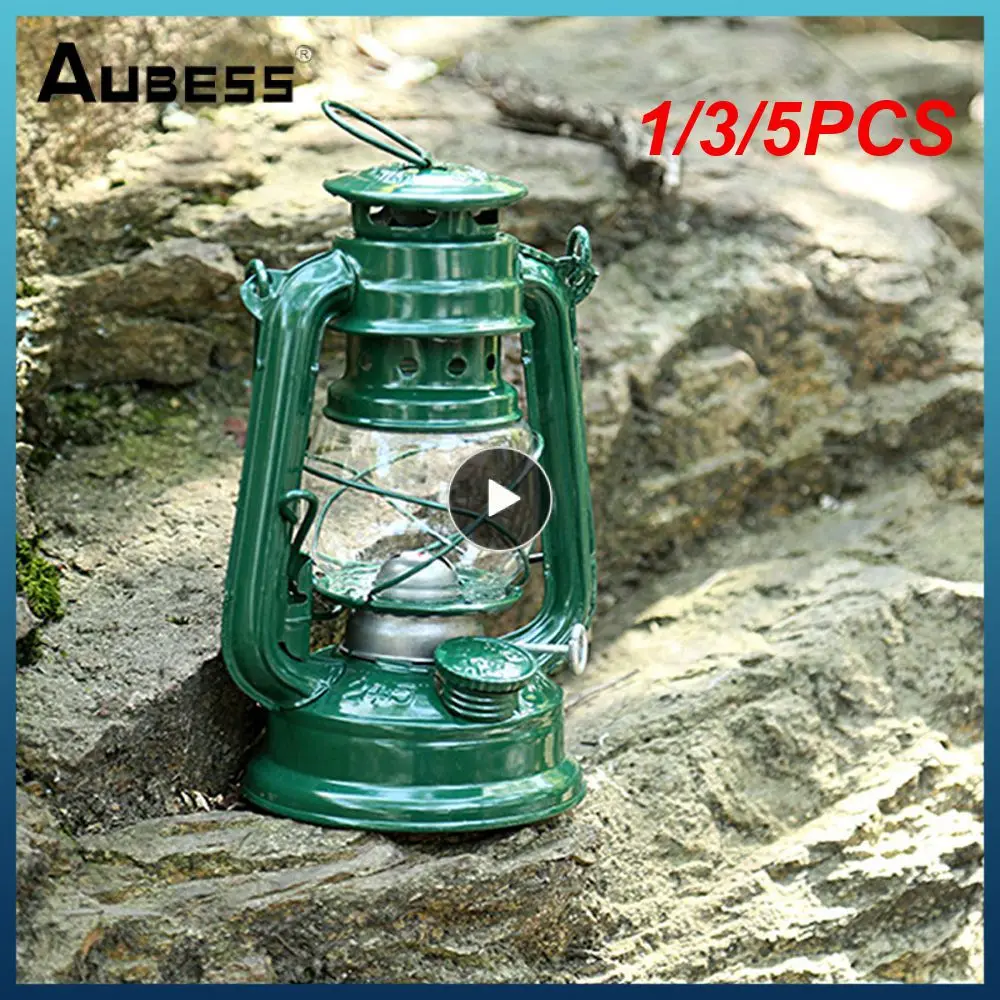 1/3/5PCS Outdoor Retro Camping Kerosene Lamp Iron Bronze Colored Oil Lamp Vintage Portable Lantern Indoor Decoration Table Lamps