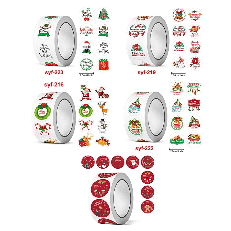 500 Pz/rotolo Buon Natale Adesivi Tema Di Natale Sigillo Etichette Adesive Per Regalo FAI DA TE Pacchetto di Cottura Busta Decor Etichette