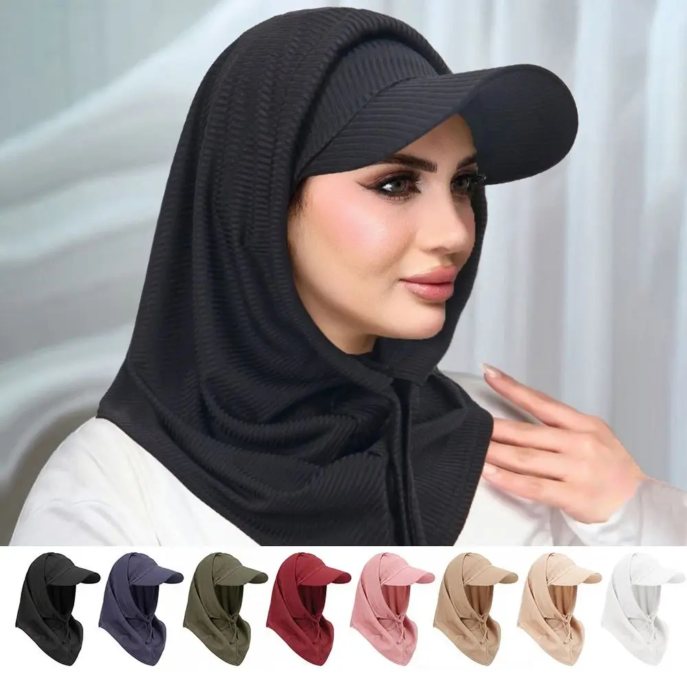 

Neck Cover Solid Color Cycling Scarf Hijab Head Scarf Wrap Knit Hijab Baseball Caps Neck Protect Turbantes Caps Women