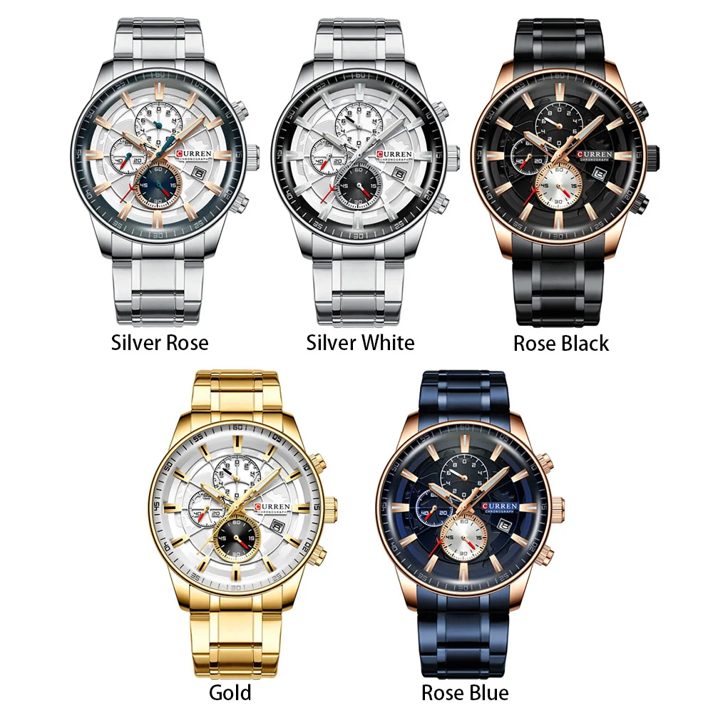 Curren 8362 Men Watch Business Stainless Steel Quartz Casual Fashion Wristwatch 6-Hand Luxury Relogio Masculino