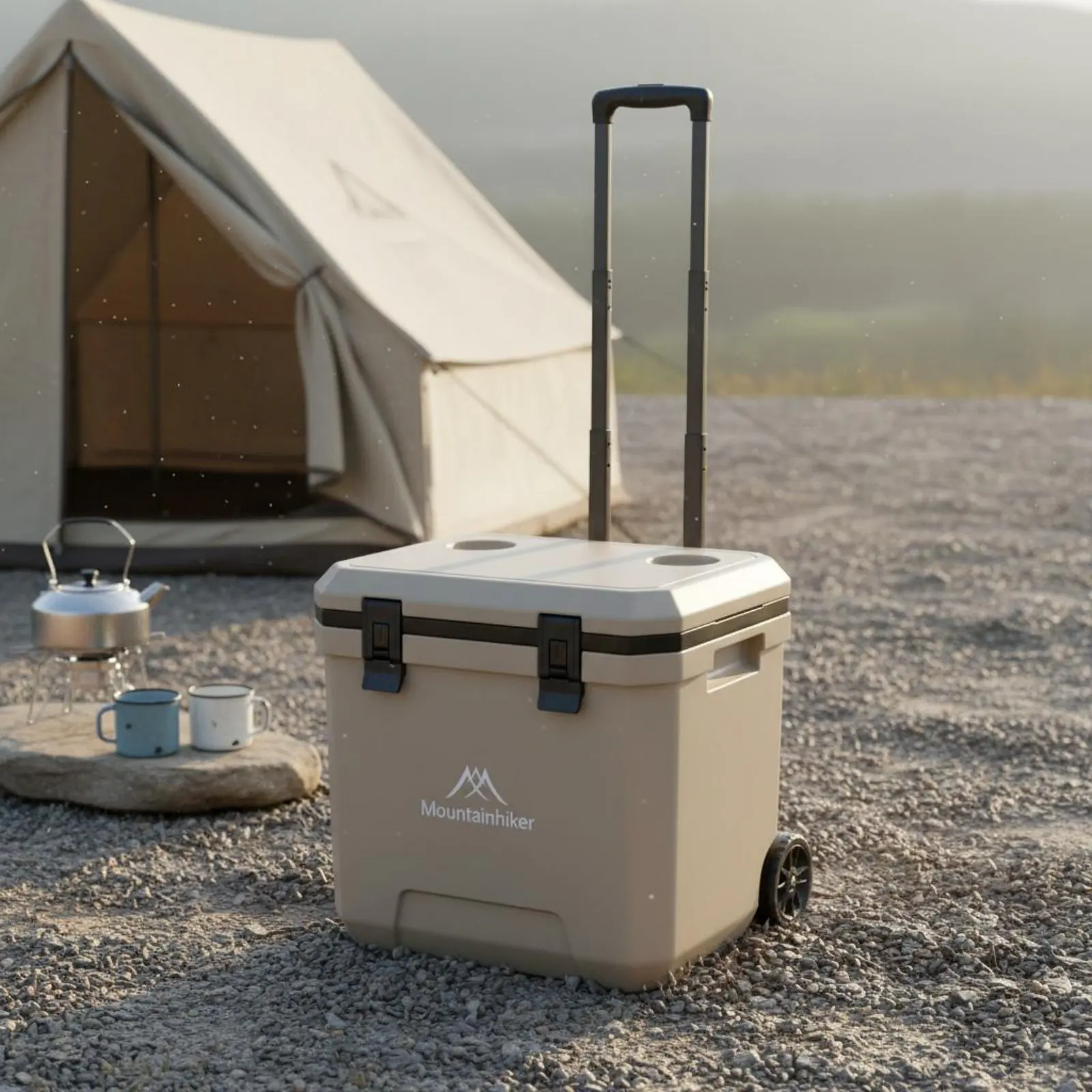 Wheeled Cooler Insulated Wheeled Cooler Box Portable Ice Chest Easy to Roll Cooling Gear Food Crisp for Market Stall, Car Travel view 5