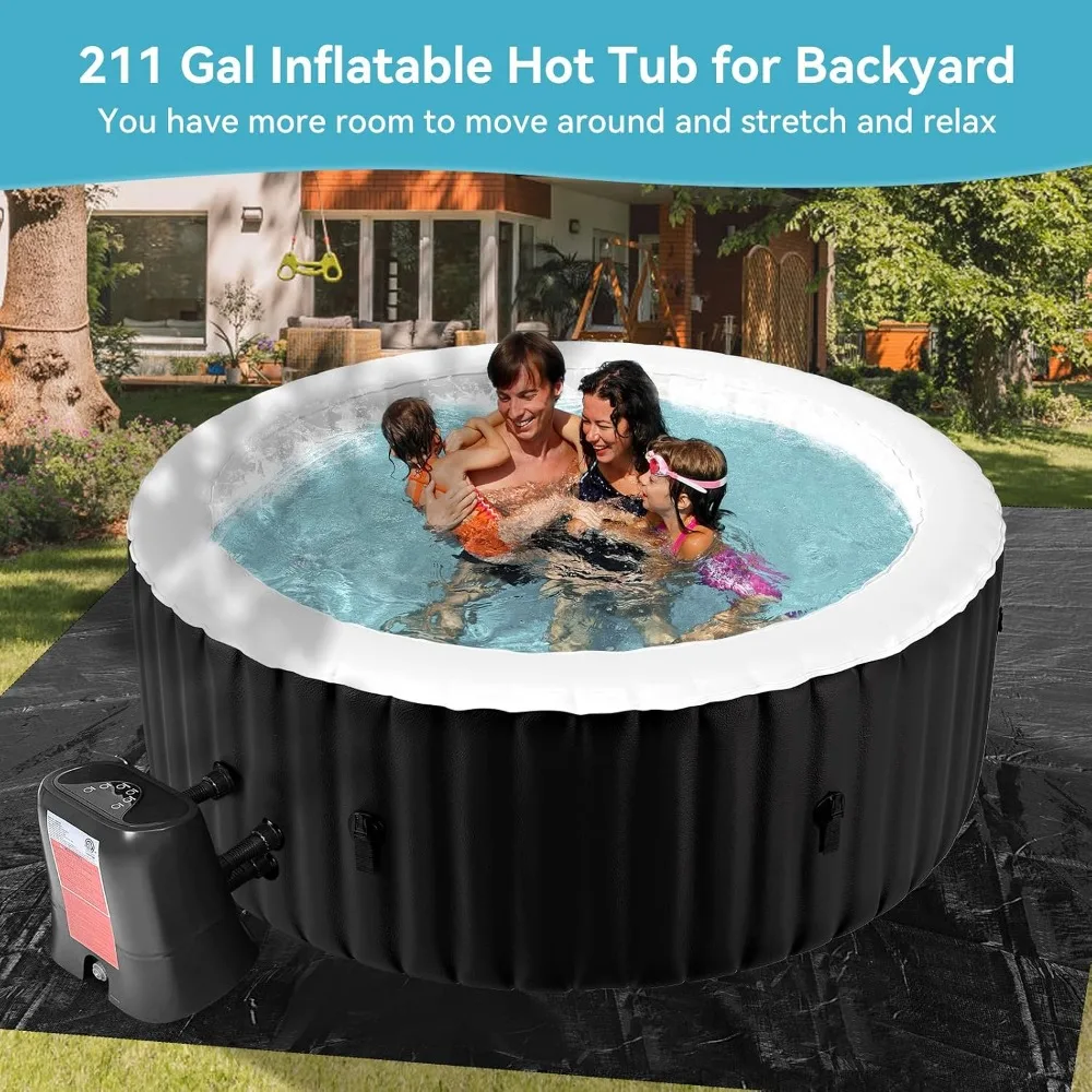 Leak‑Proof PVC Round Inflatable Hot Tub Spa, 120 Air Jets, For Outdoor, 2‑4 Person, Custom