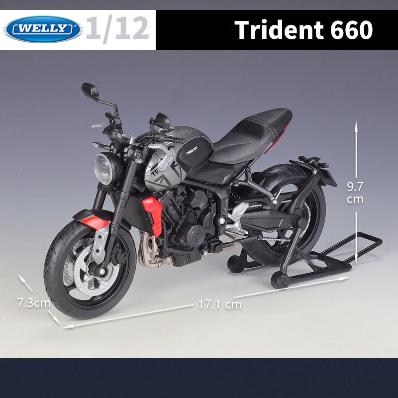 WELLY 1/12 Triumph Trident 660 2021 symulacja kolekcji amortyzatorów Model motocykla ze stopu zabawka samochód prezent