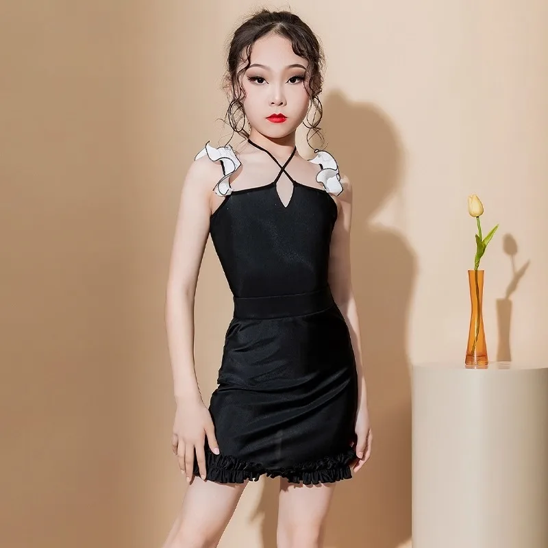 

Юбка для латинских танцев по индивидуальному заказу, тренировочный наряд для девочек, костюмы для выступлений, комплект костюмов, платья для соревнований по бальным танцам для женщин