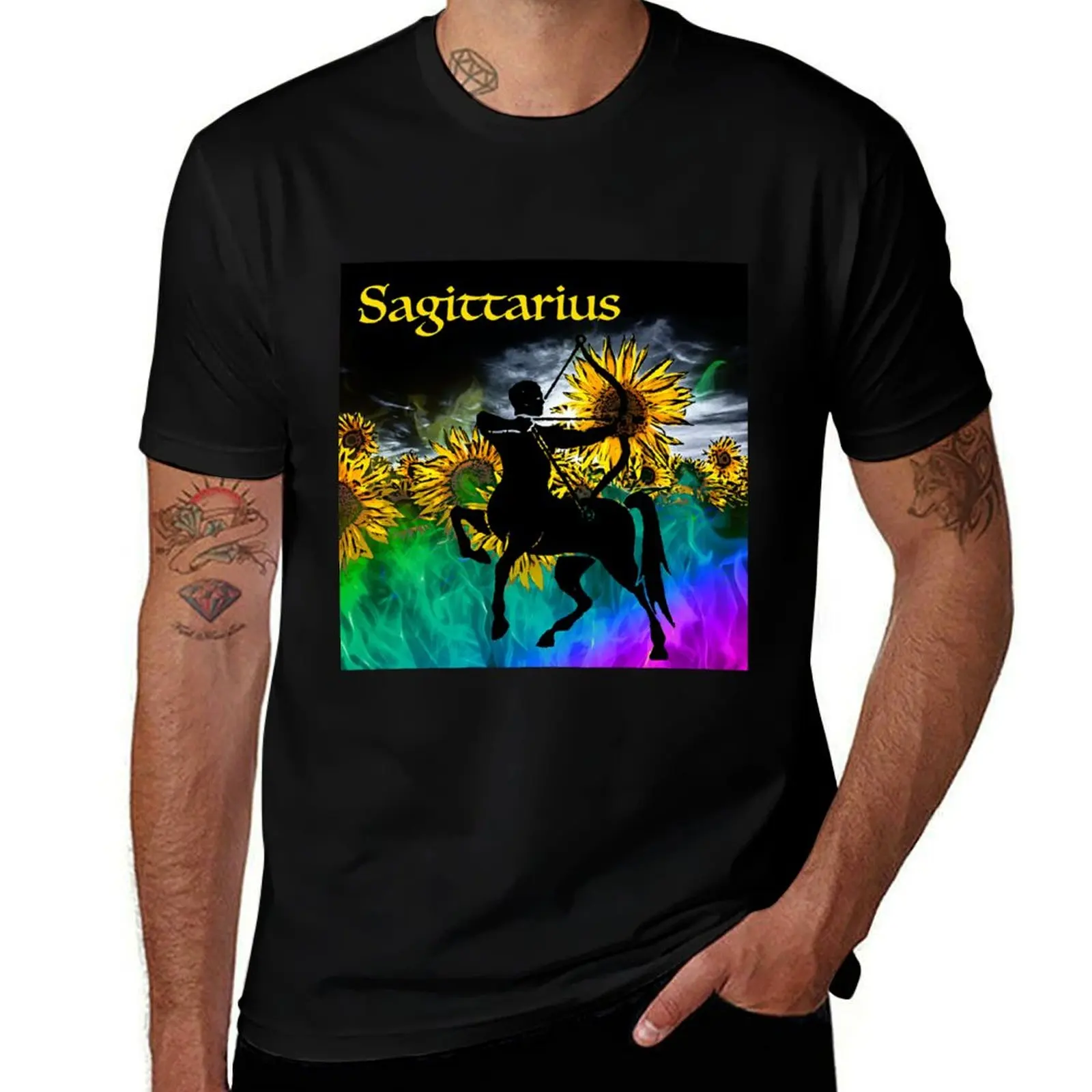 

sagittarius and sunflowers T-Shirt essential t shirt anime clothes men clothings