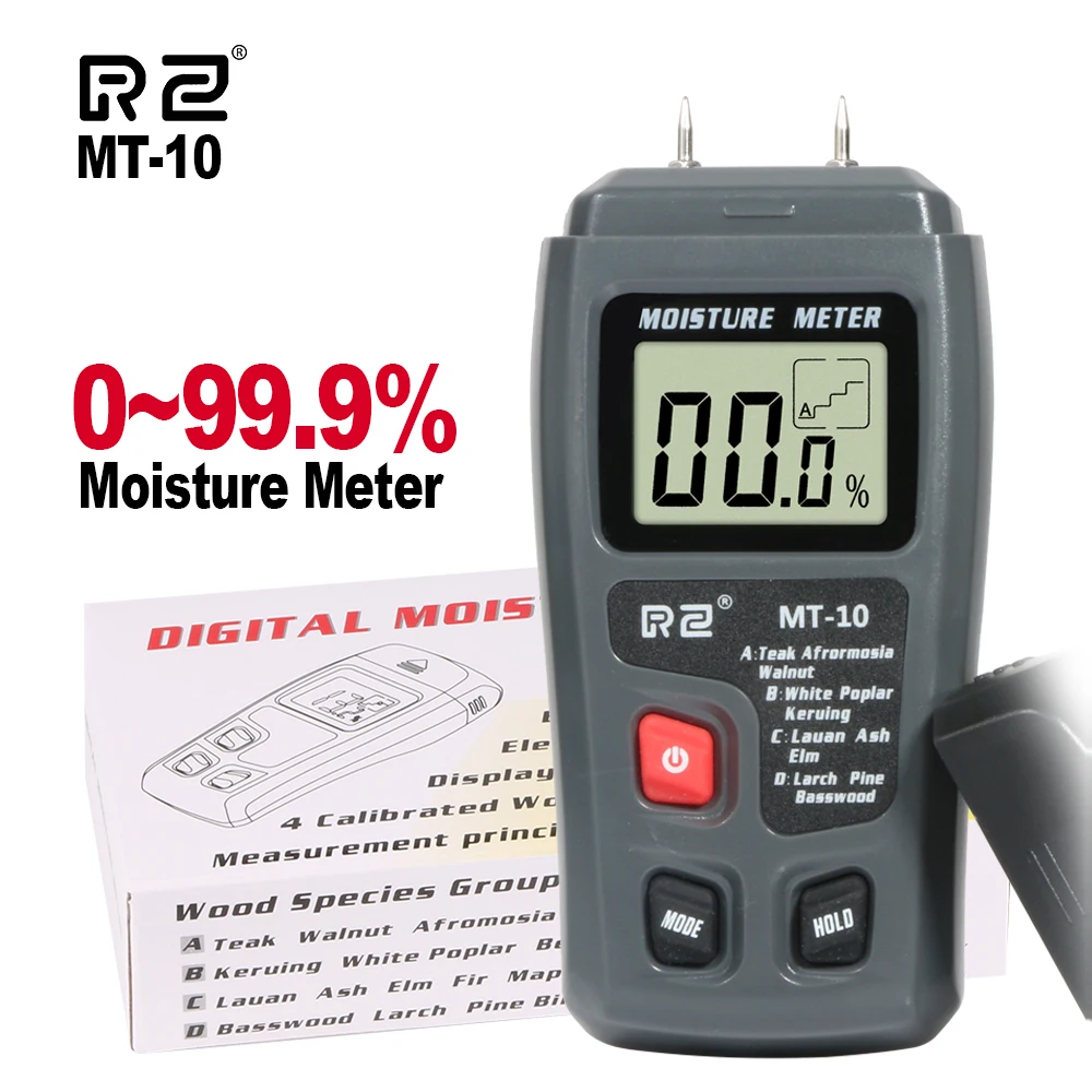 MT10 0-99.9% تستر الخشب 2 دبوس الرقمية الخشب مقياس الرطوبة جهاز اختبار الرطوبة الخشب الرطوبة الأخشاب الرطوبة كاشف حديقة أداة RZ
