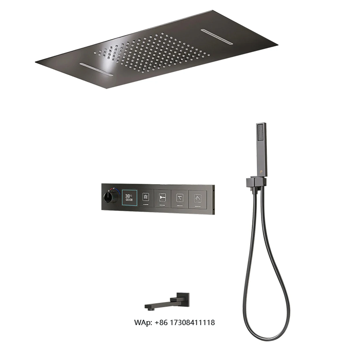 New Design Intelligent LED Digital Display Concealed 4 Functions Bathroom Thermostatic Shower Mixer Set