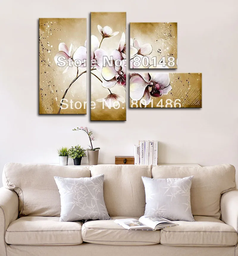 Purple Orchid Flower Abstract Handmade Oil Painting Wall Art Canvas Decor Paintings For Office Living Room Decoration Wholesale