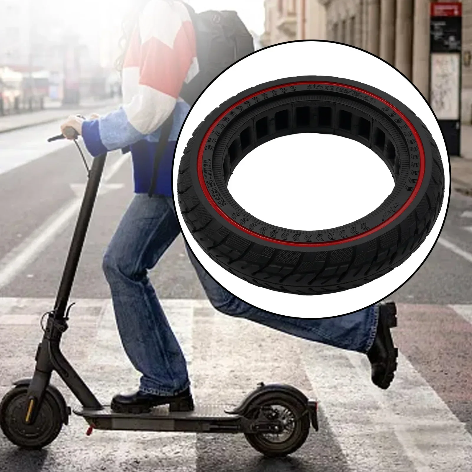 8.5 Inch 8 1/2x2 Electric Scooter Tyre 50/75-6.1 Solid Tire For X Iao*mi Replacement Solid Tyre Rubber Tires Scooter Parts