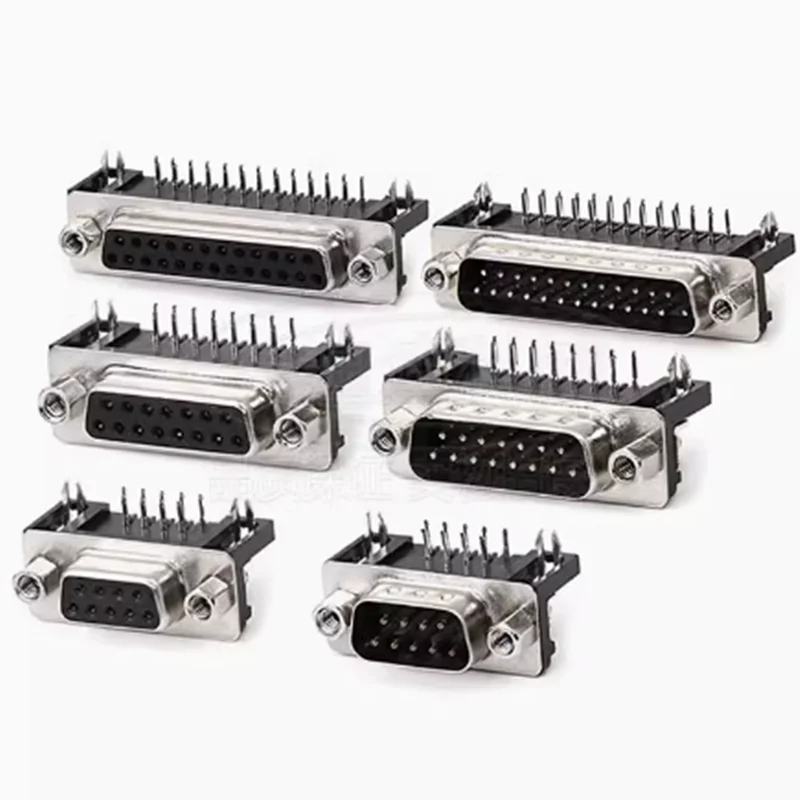 5 Stuks Dr9 Dr15 Dr25 Gat Pin Vrouwelijke Mannelijke Haakse Gelaste D-SUB Connector Rs232 Seriële Poort Adapter Db9 15 25pin