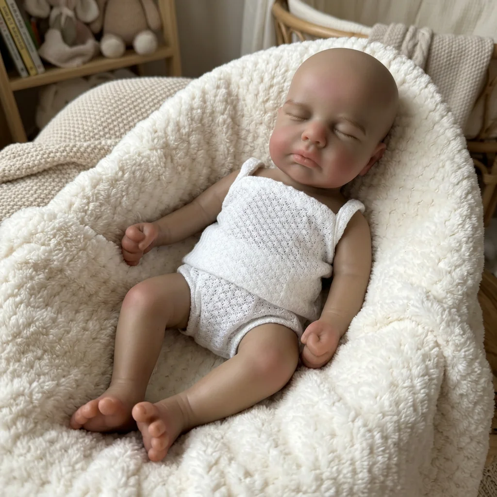 13 Inch Loulou Full Silicone Reborn Doll Dark Skin Tone Lifelike Hand Painted Waterproof Collectible Art Ornament for Holiday