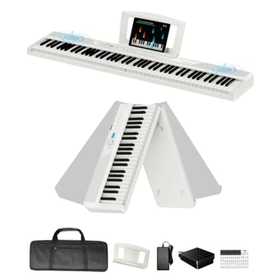 

TERENCE V50 Portable 88 Key Weighted Keyboard Upgraded Foldable Piano with 215W Speakers Touch-Sensitive Panel Video Audio Reco