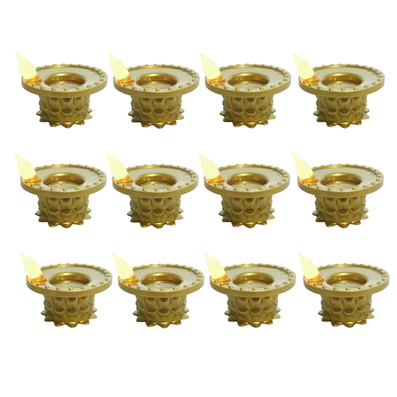 M11K-Sensore di rilevamento dell'acqua a LED impermeabile Diwali Diya Light, 12 pezzi Decorazioni per lampade a olio senza fiamma, Luce da tè al loto per le vacanze