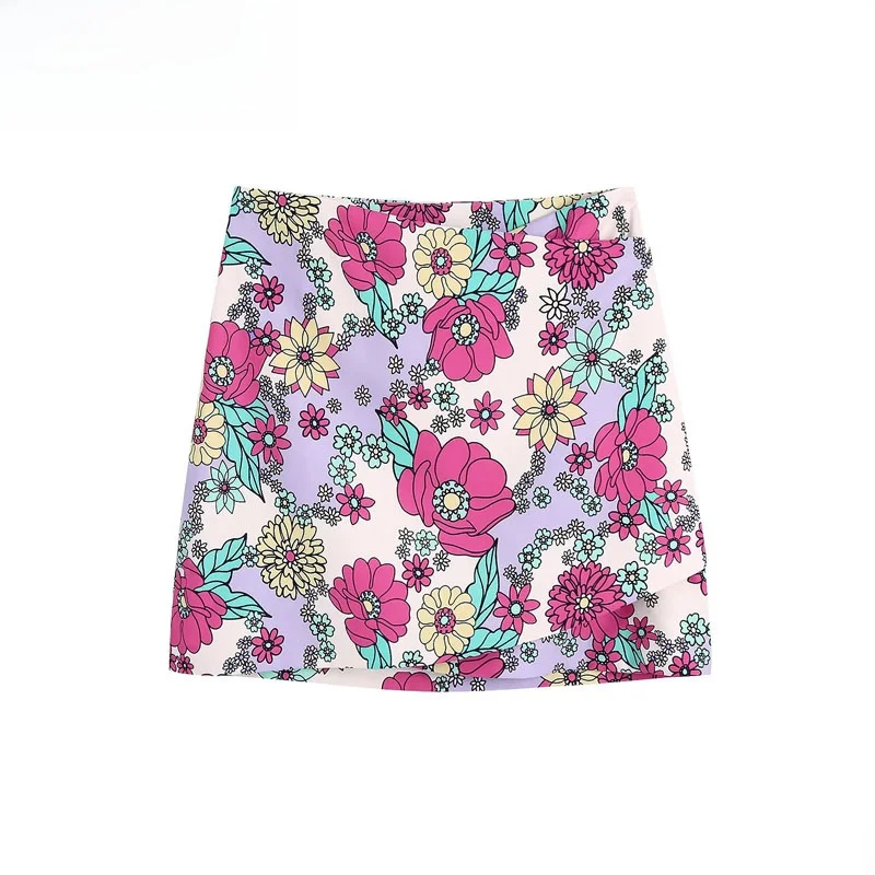

Spring New Sweet Sle Women's High Waist Floral Print Skirt Versatile A-Line Skirt Casual Polyester Fiber Embroidery