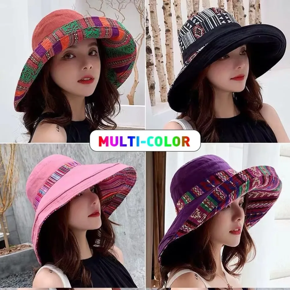 

Fashion Double-Sided Women's Sun Hat Foldable Sun Protection Bucket Hat All-match Beach Hat Summer