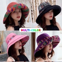 Fashion Double-Sided Women's Sun Hat Foldable Sun Protection Bucket Hat All-match Beach Hat Summer