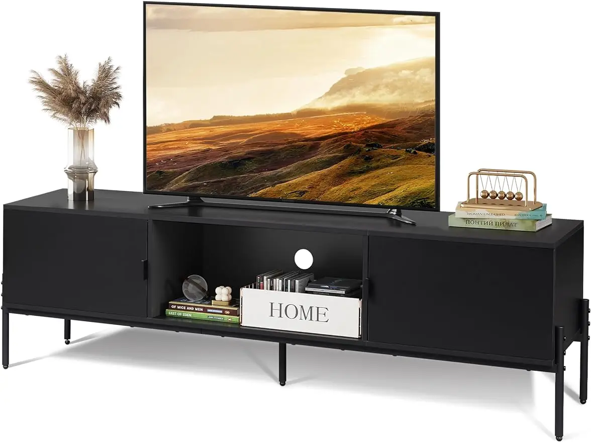 

Modern TV Stand for 65 Inch TV, Mid Century Entainment Center with Storage, TV Console with Open Shelf and 2 Cabinets for