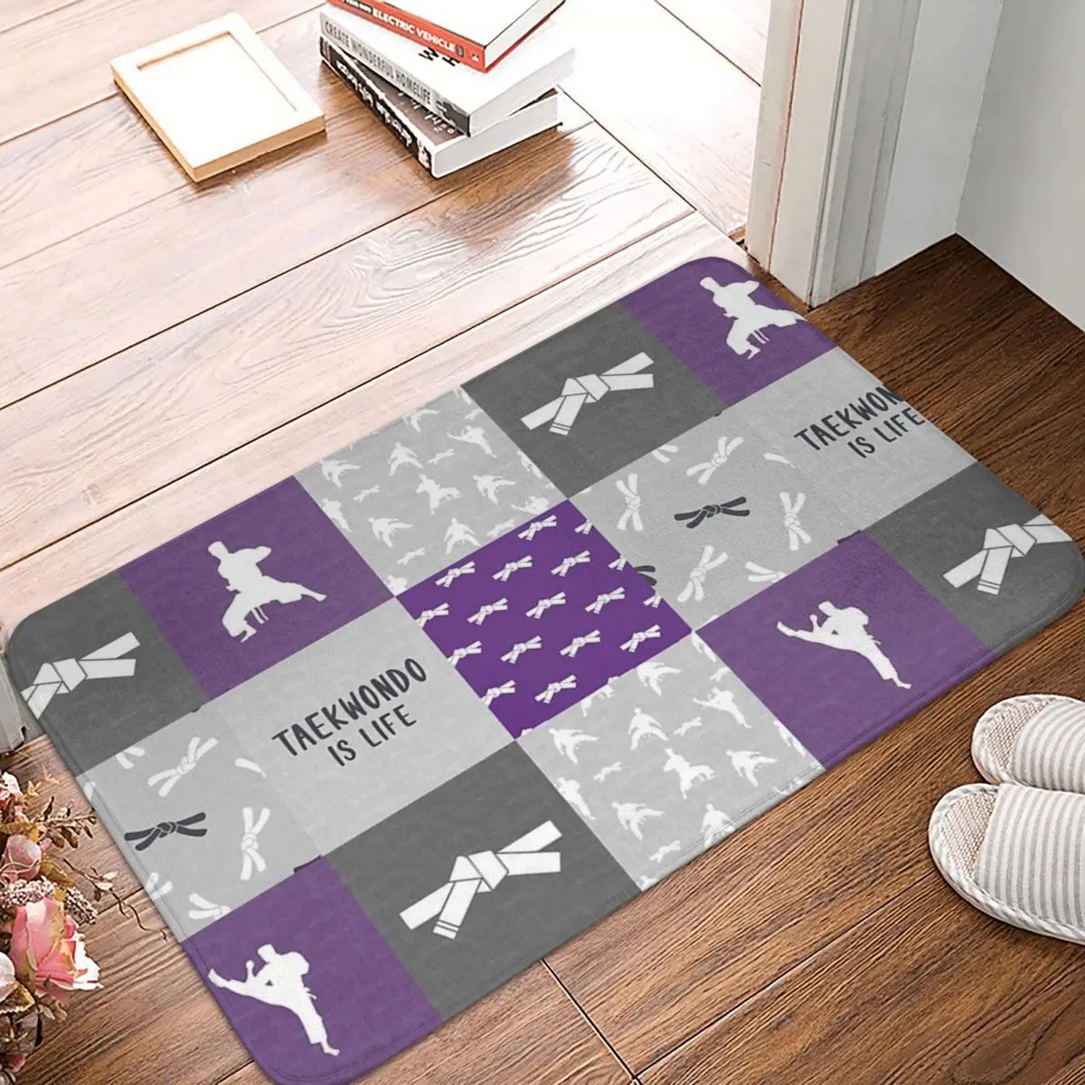 Taekwondo Non-slip Doormat Purple Taekwondo Is Life Living Room Bedroom Mat Outdoor Carpet Home Modern Decor