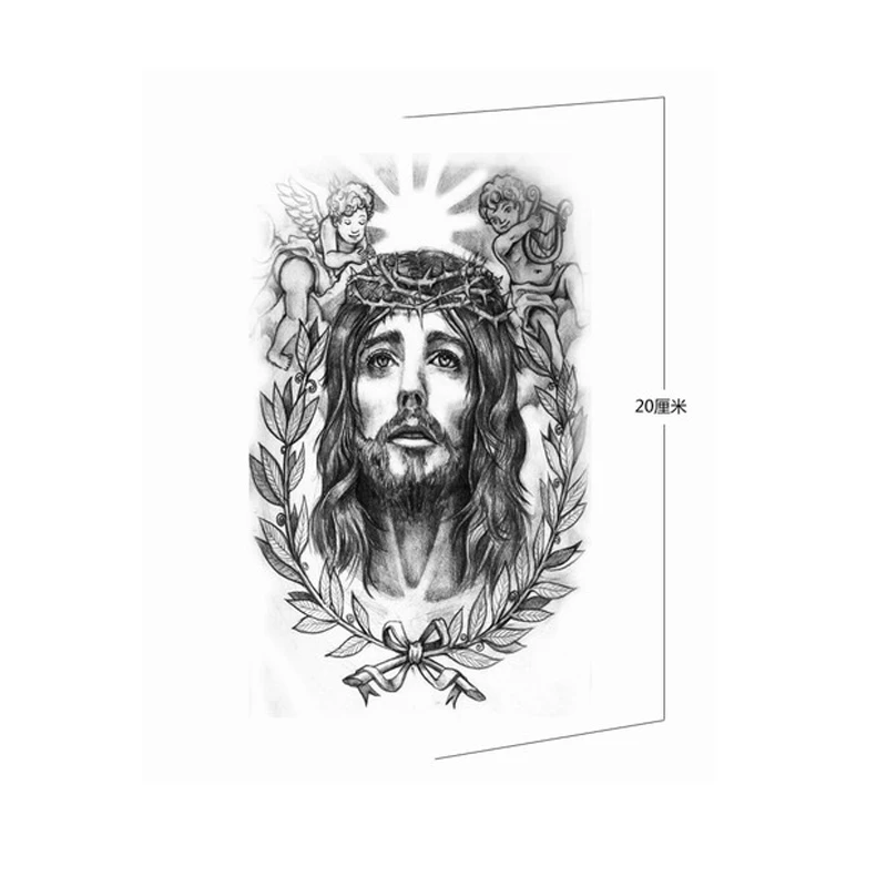 Jesus Christ Waterproof Temporary Tattoo Stickers Body Art Sleeve Flash Tatoo  Fake Tatoo Henna Body Art Tatuajes Temporales view 2