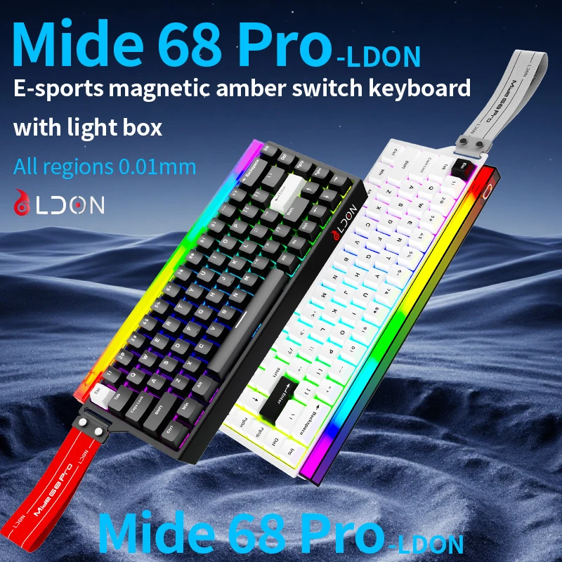 Mide68 pro Gaming Keyboard Magnetic Axis Wired RGB PBT Metal Plate 8000Hz Web Driver Esports 0.01mm Accuracy