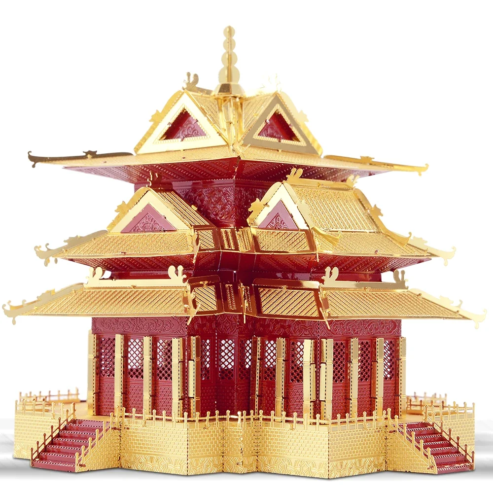 Piececool Diy Chinese Culture The Watchtower Of Forbidden City Model Building Kits 3D Model Metal Puzzles