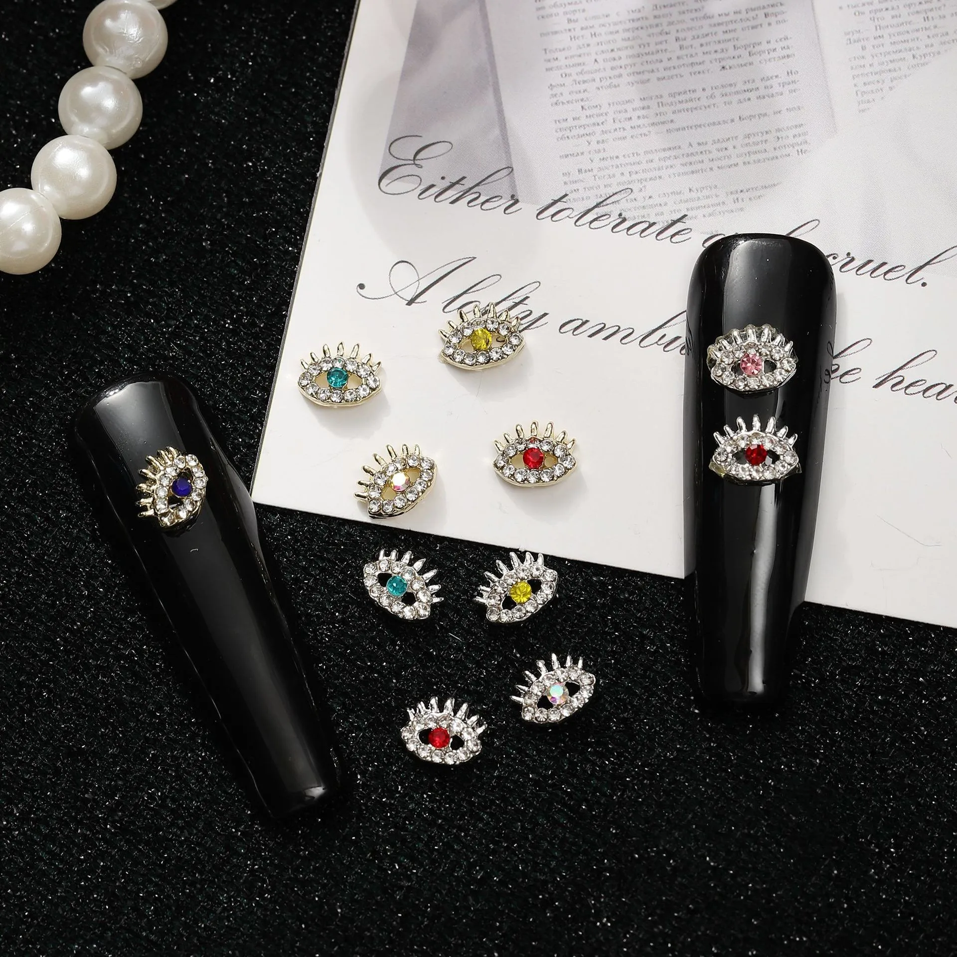 40 個ゴールド複雑な邪眼カボション目ネイル宝石装飾ラッキーシンボリックマニキュアアートチャーム明るい宝石光沢のある目