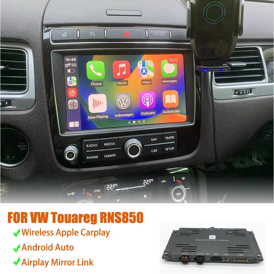 Car Radio Retrofit Android Auto Link IOS CarPlay Interafce For Volkswagen Touareg 14-18 RNS850 Headunit Apple Wireless CarPlay