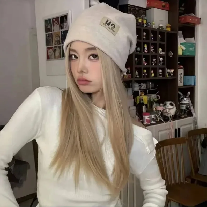 

Wig with Hat for Women One Autumn and Winter Ear Protection Long Curly Hair Winter Warm Headband Wig Synthetic Wigs