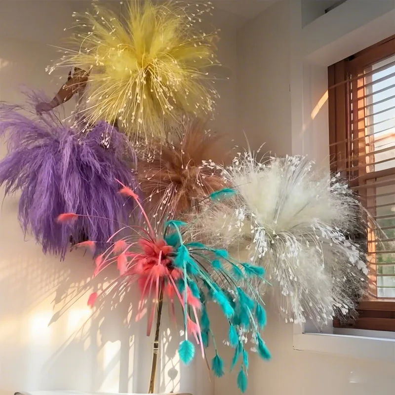 

Wedding simulation peacock grass fake flower plastic colored reed flower decoration prop flower