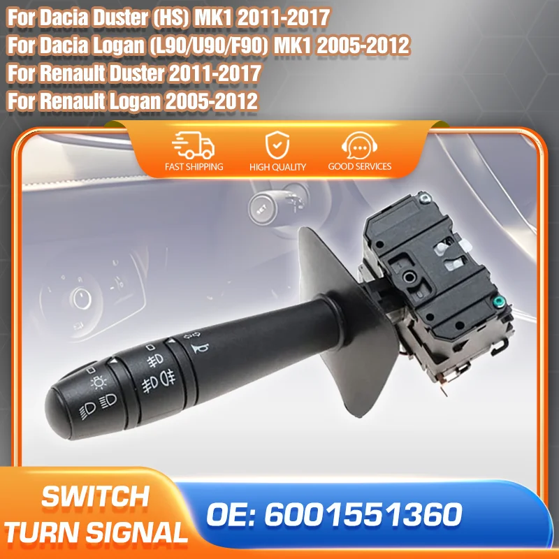 

Headlight Turn Signal Switch For Dacia/Renault Duster 2011-2017 Dacia/Renault Logan 2005-2012 Steering Column Switch 6001551360