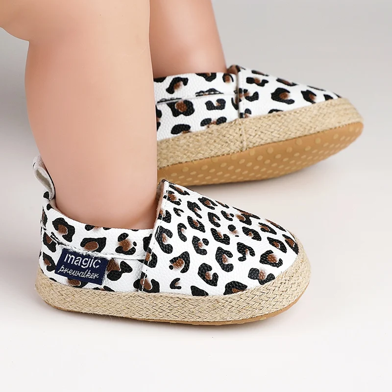 Zapatos antideslizantes con estampado de leopardo para niña, calzado informal para caminar, para primavera y otoño, 0 a 18 meses