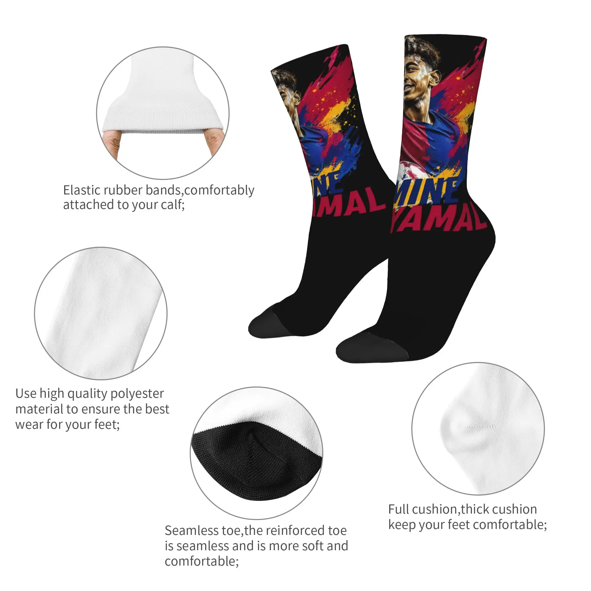 Lamine Y-Yamal Socks Men Women Funny Happy Football Soccer Socks Crazy Spring Summer Autumn Winter Middle Tube Socks Gifts
