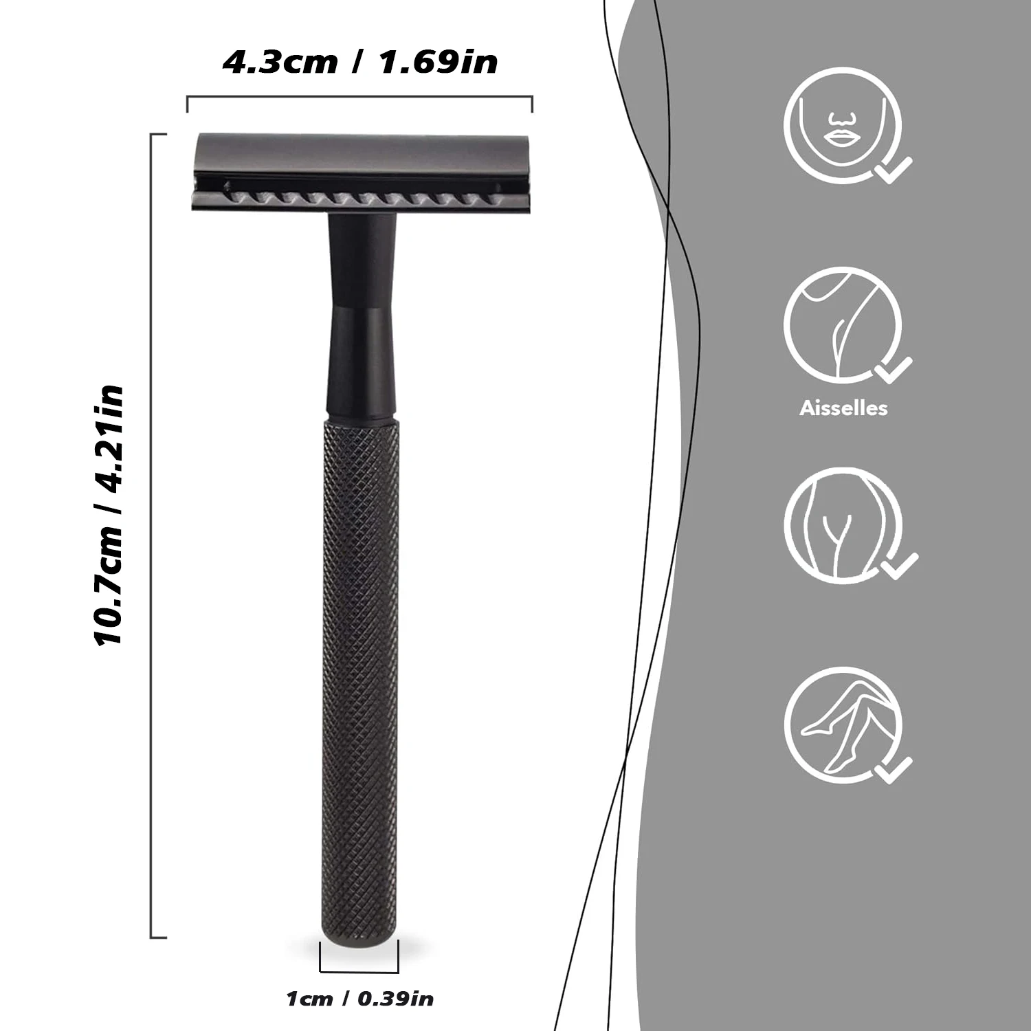 Double Edge Safety Razor for Men with Razor Stand, One Blade Metal Razor, Reusable Metal Razor