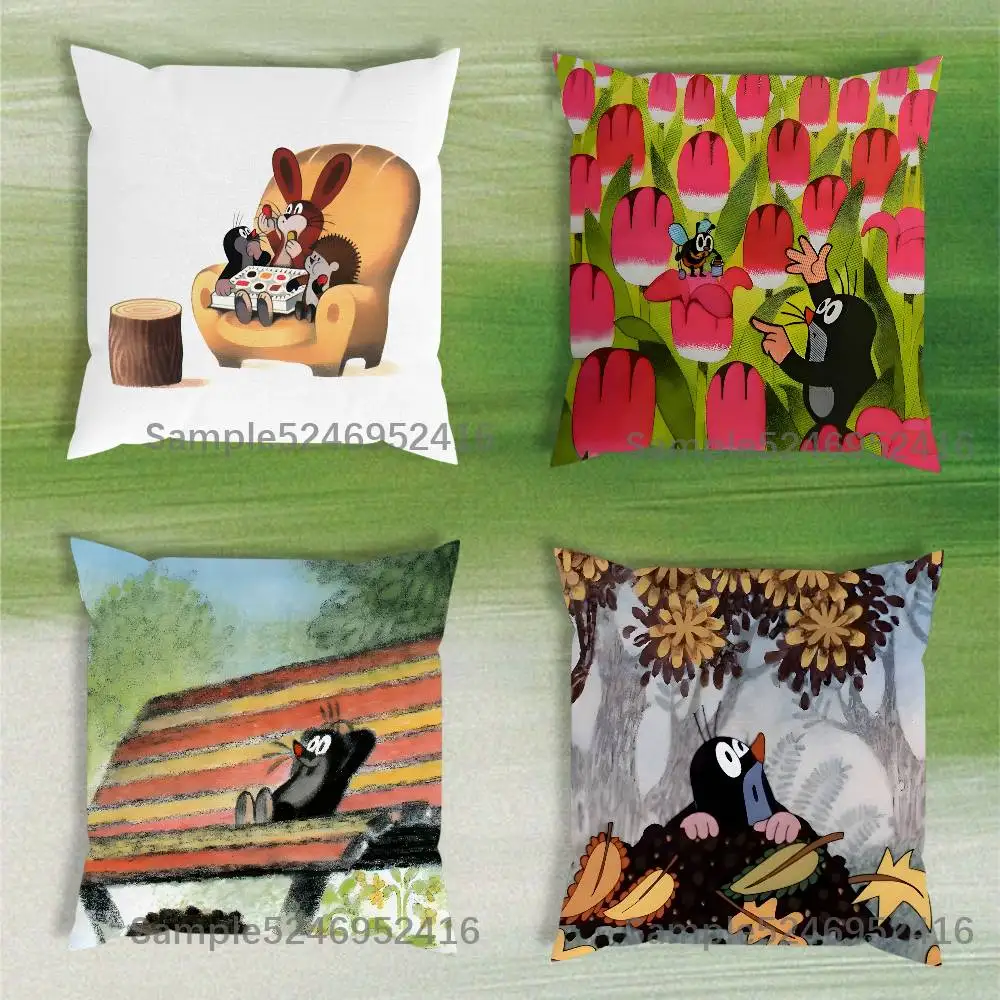 L-Little Mole Cartoon Pillow Case Cover Square Sofa With For Pattern Comfortable Cushion suitable Of Room