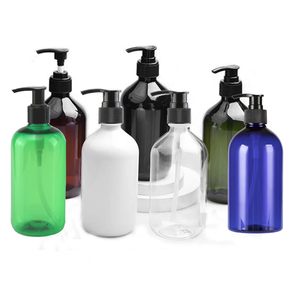 Flacone per lozione in plastica riutilizzabile da 500ml di colore bianco con spruzzatore a pompa nera flacone per lozione portatile in plastica PET