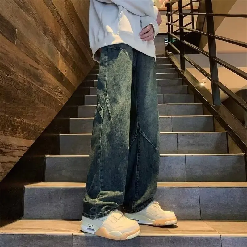 

Vintage Casual Pants Straight Loose Wide-leg Man Fashionable Comfortable Cool Personality All-matching Solid Simple