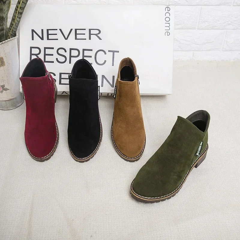 Women Boots 2024 Autumn Winter Boots Female Shoes Brand Ladies Ankle Heels Shoes Woman Suede Leather Boots
