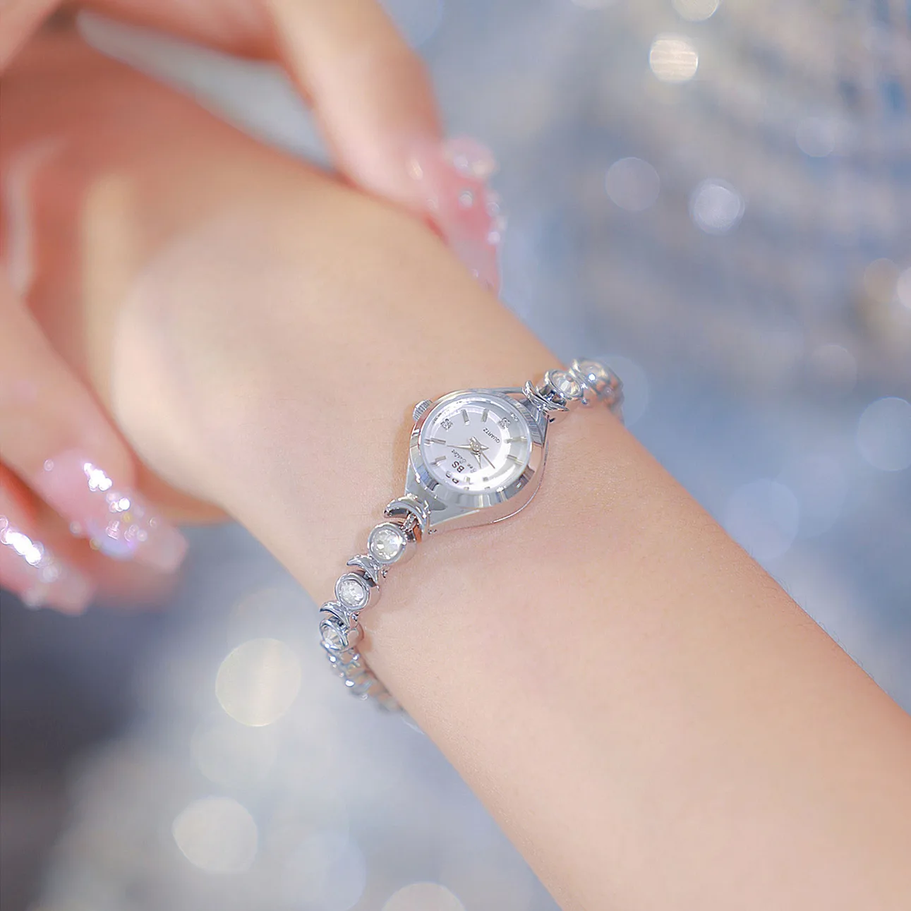 Reloj de pulsera elegante de lujo para mujer, reloj de acero inoxidable resistente al agua, relojes de cuarzo con diamantes para vestido de mujer