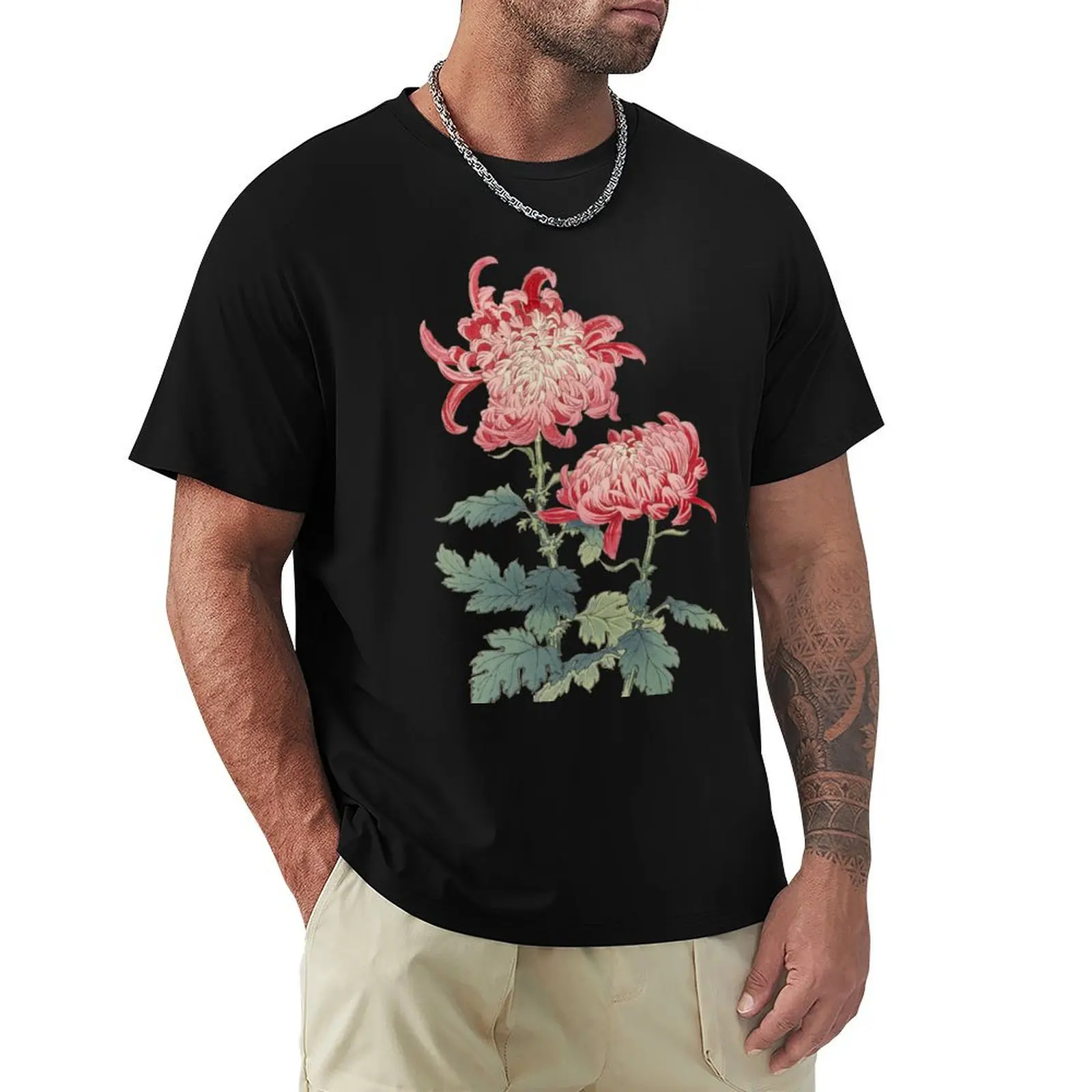 Pink Chrysanthemum 2 - Hasegawa - Traditional Japanese style - Botanical Illustration T-Shirt