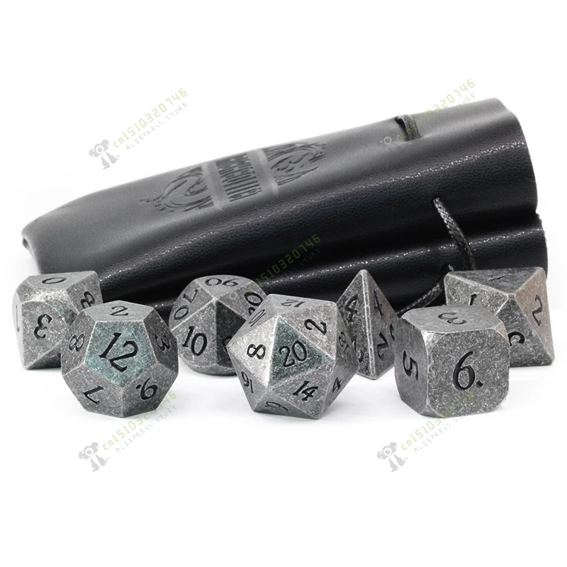 Round Corner Roller Plated Ancient Nickel Color oup Board Running Grme Multi-Sided Digital Metal Dice Color 7 Sets