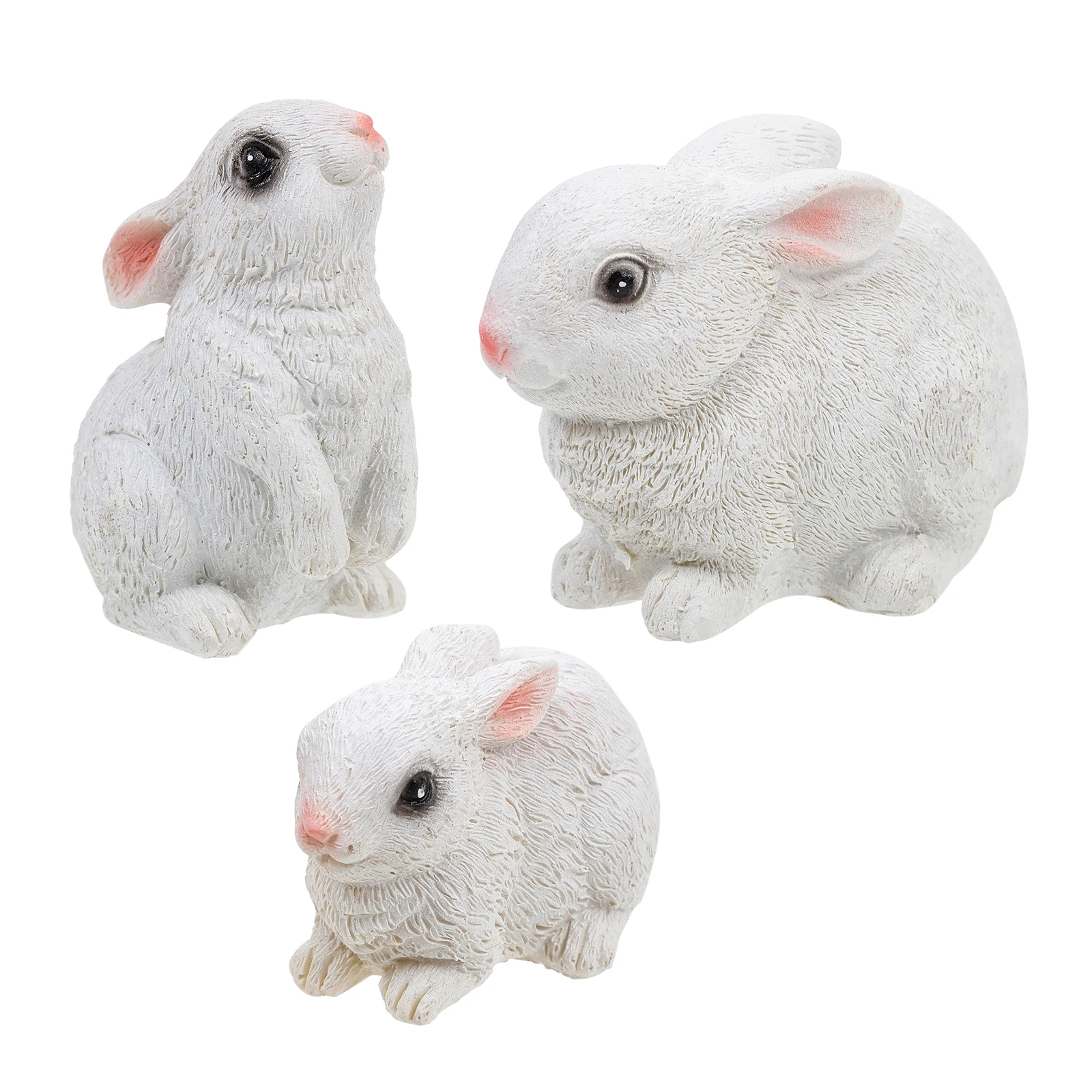 

3pcs Bunny Mini Bunny Decor Decor Resin Rabbit naments Adorable Easter Party Lawn Garden Crafts Artificial Flowers
