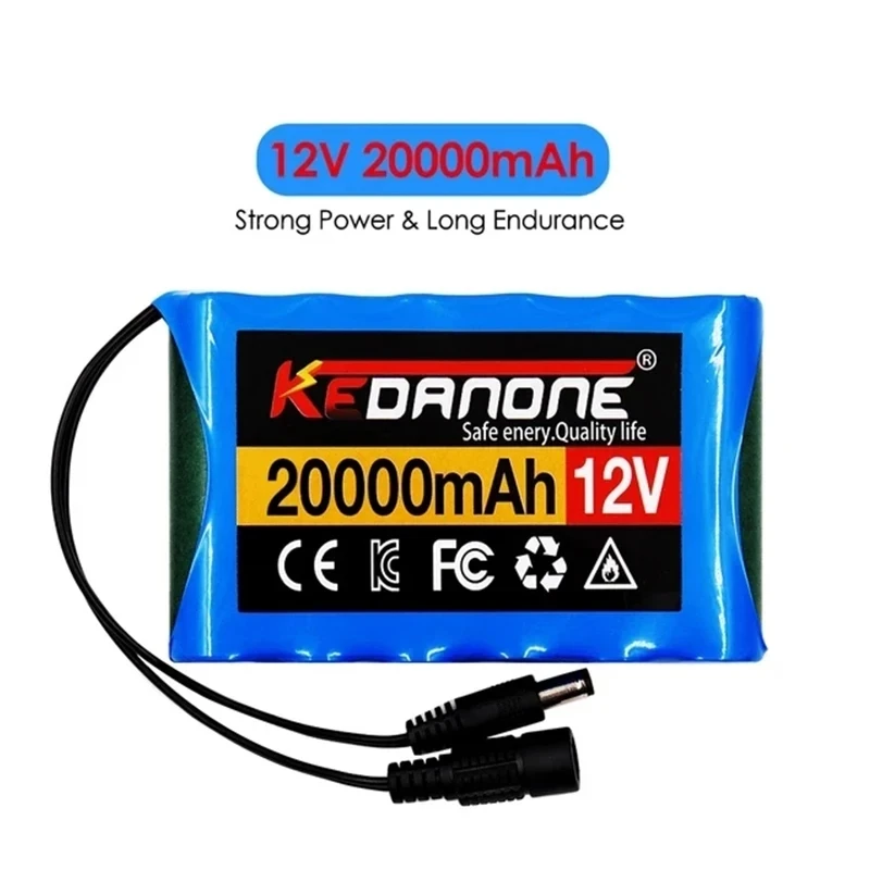 18650 12V 20000mah 3s2p Capacity DC 12.6V 20Ah Portable Rechargeable Li-ion Battery for fishing lights+ Charger