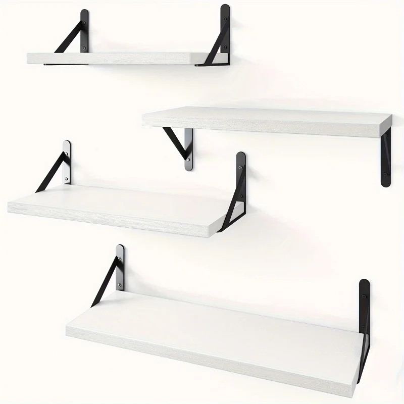 

4 pieces of floating wall shelves, hanging bookshelves, different sizes, bathroom organizers and storage items, home decoration