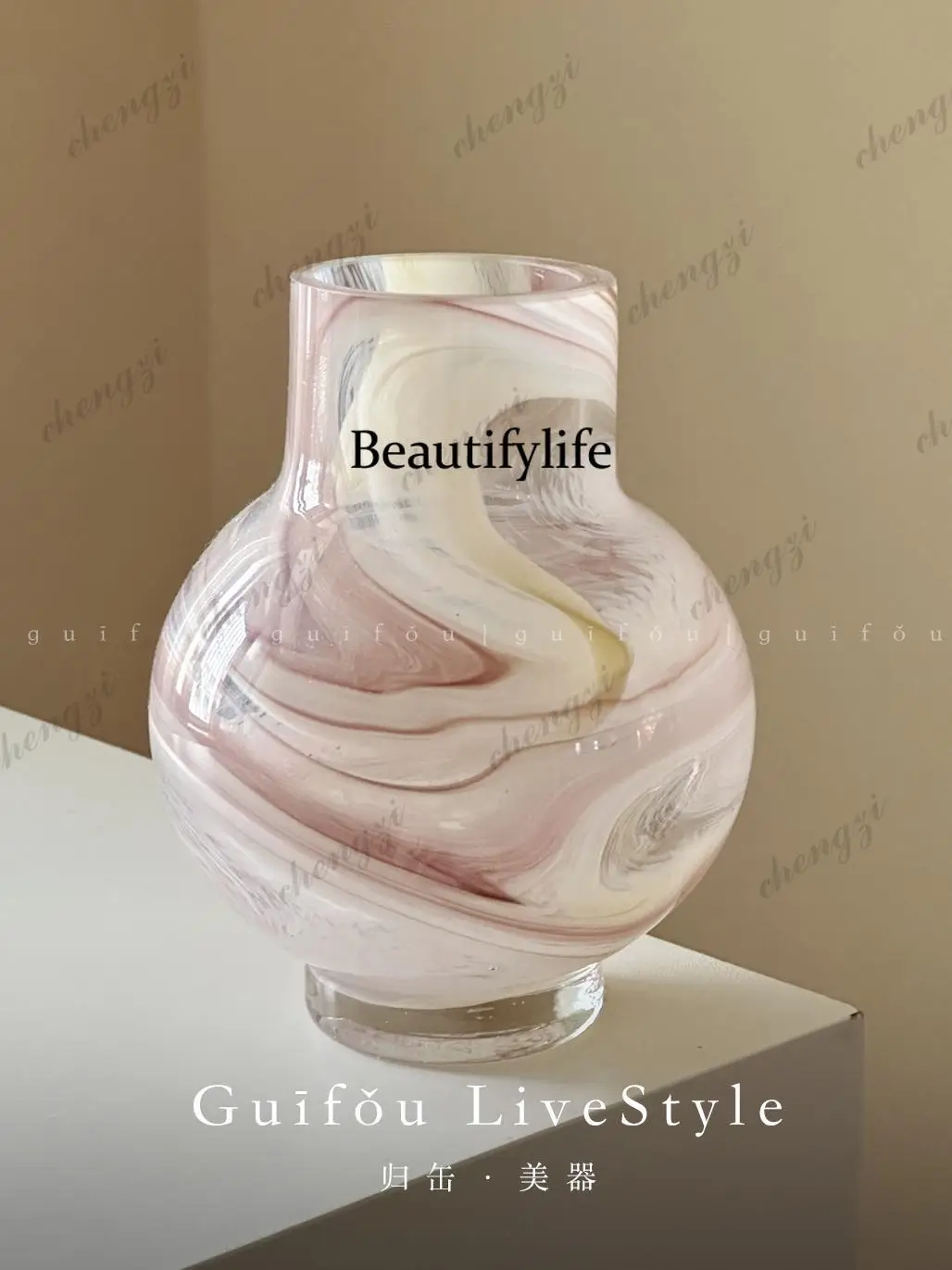 Minimalist desktop mini vase glazed glass transparent flower arrangement