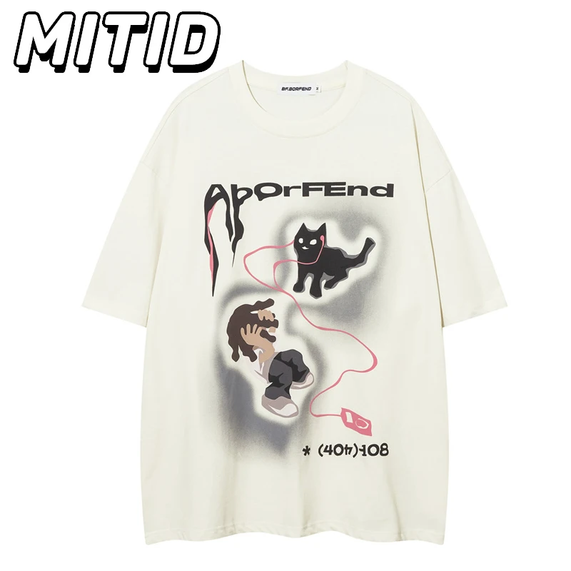 

Хип-хоп Уличная летняя футболка Мужская футболка с рисунком аниме Повседневная свободная футболка с коротким рукавом и круглым вырезом Топы из чистого хлопка Футболки для пары