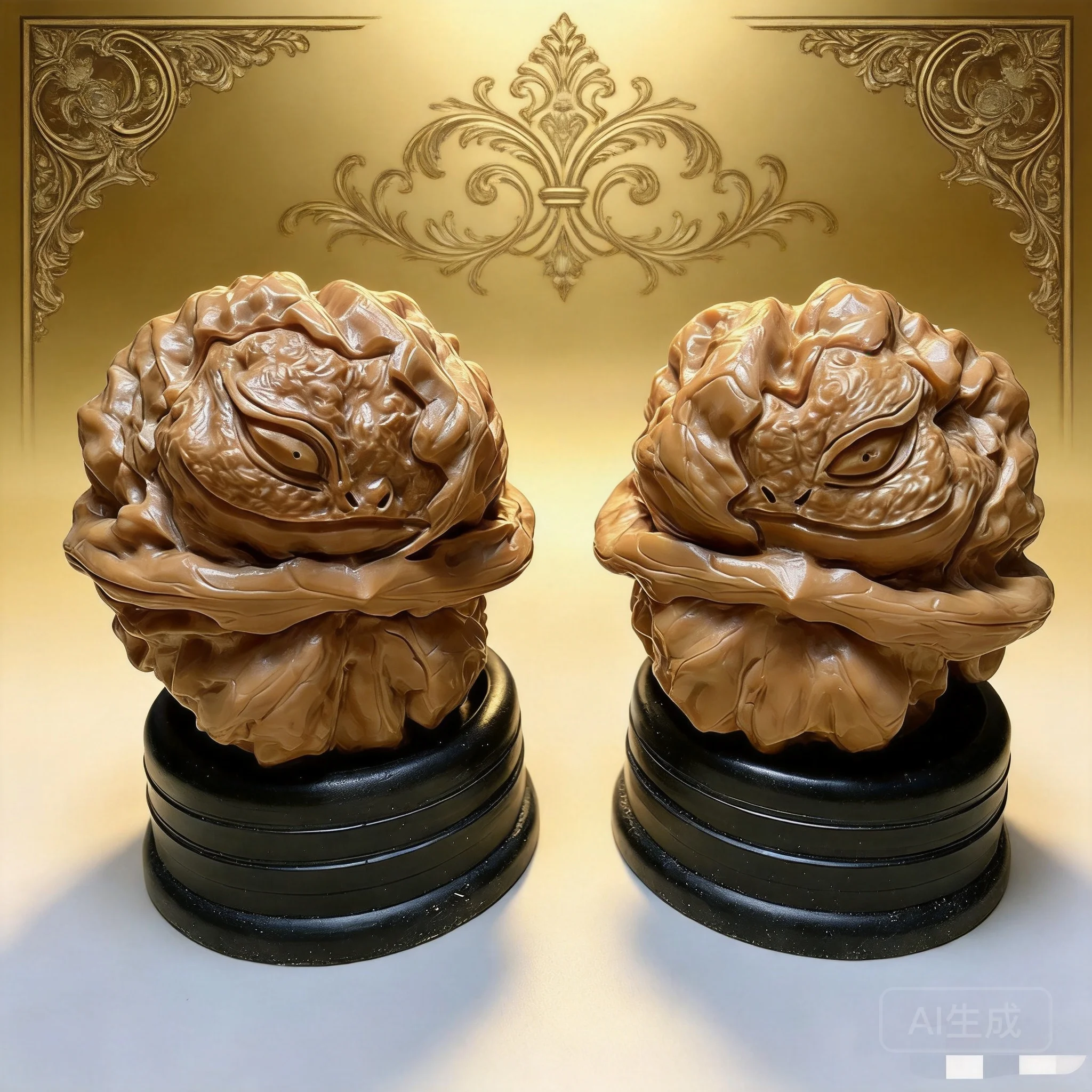 

2026 Chinese Style Hand Carved Walnut Golden Toad Pattern 37-38Mm Finger Exercise Stress Relief Collectible Figurine For Home