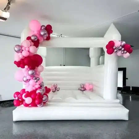 US Stock Inflatable White Bounce House PVC Inflatable Bouncy Castle/Moon Bounce House/Customization Party Wedding Bouncer Jumper