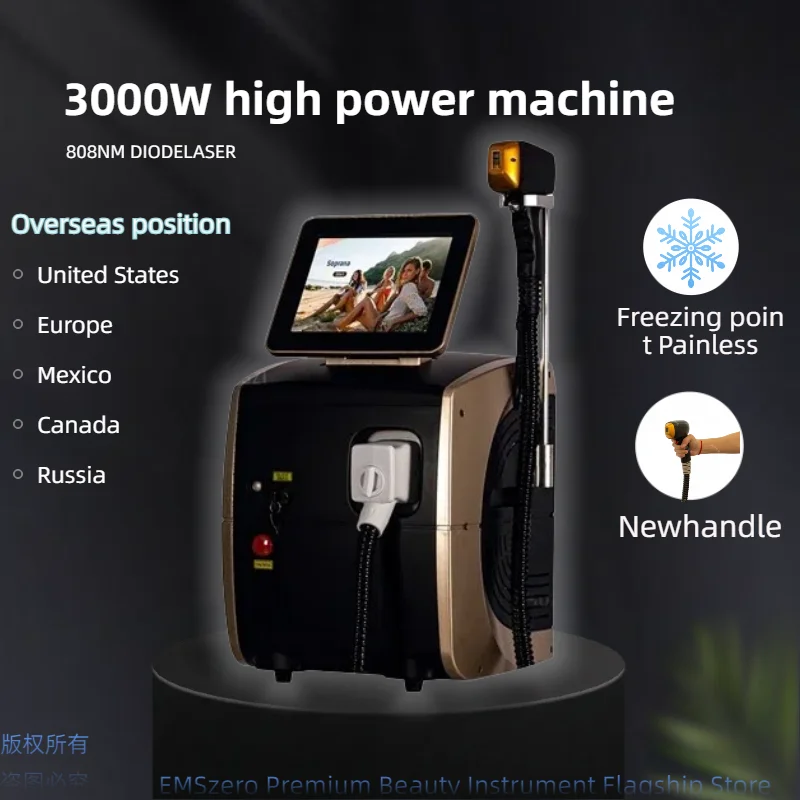 

Portable 808nm semiconductor laser hair removal device with Cryo technology and high-definition touchscreen.