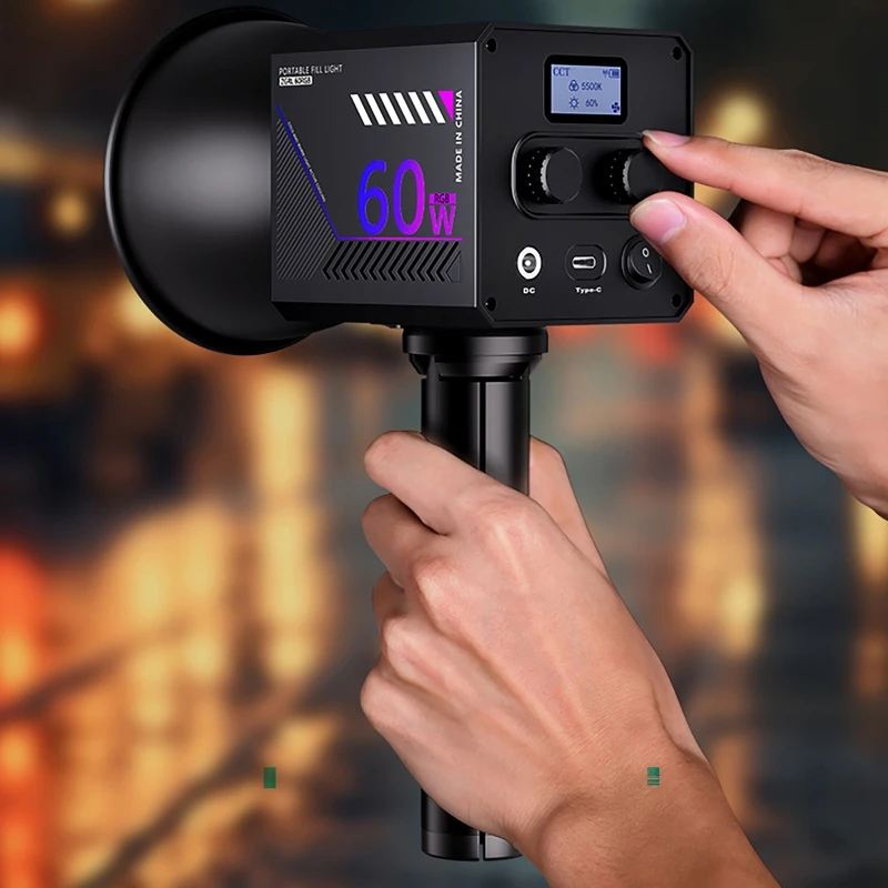 60W RGB Video Light Portable LED Photography Studio Light with 10000mAh Rechargeable for Vlog Streaming LIVE Photo Fill Lamp