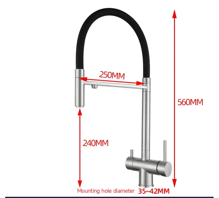 Gray Purified Kitchen Faucet Hot Cold Mixer Pull Out Rotation Crane Tap Spray Stream Mode Filter Water Deck Mount